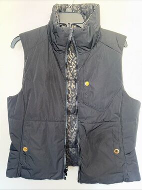 Ralph Lauren Black & Gold Leopard reversible puffer vest